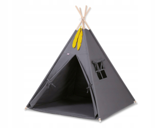 TIPI stan pre deti + karimatka + prívesky z peria - antracit